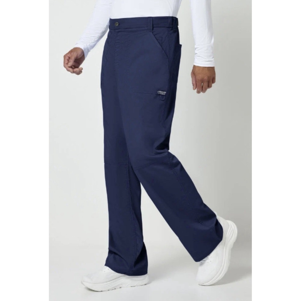 NWT Cherokee Men's Size 3XL Short Zip-Fly Cargo Scrub Pants Navy Blue 48x30
